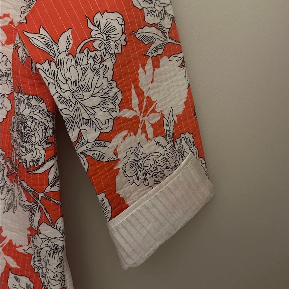 PATTY KIM Womens Cotton Quilted Open Front Jacket Blazer Orange & White Sz
Large - Picture 5 of 10